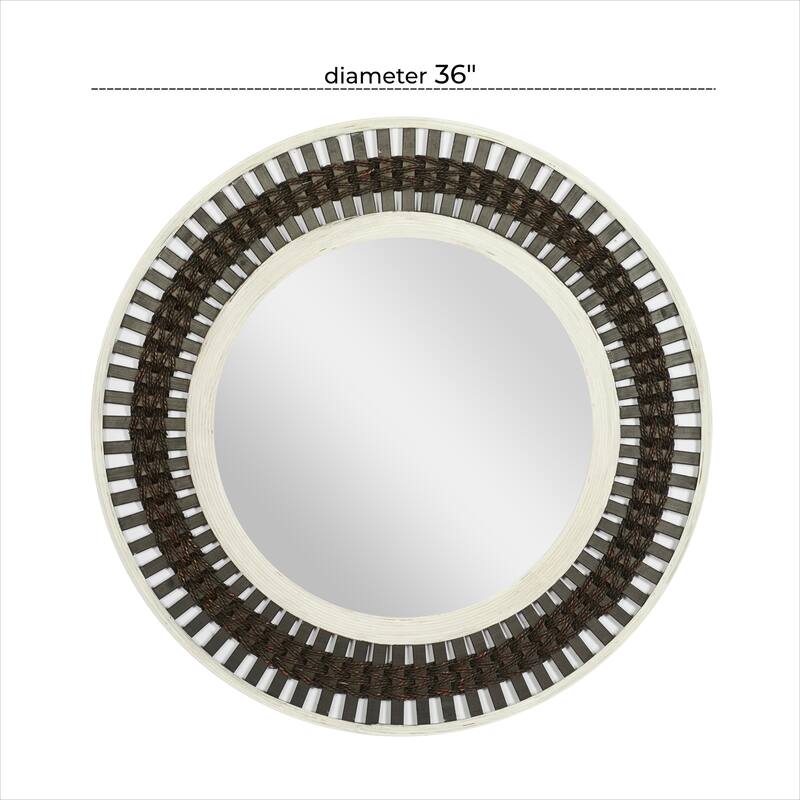 Brown Wood Contemporary Wall Mirror 36 x 36 x 1 - 36 x 1 x 36