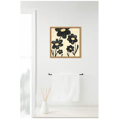 Kate and Laurel Sylvie Black Flowers Framed Canvas by Carrie Cantwell