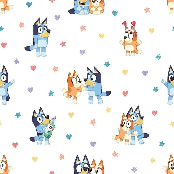 slide 2 of 8, Bluey and Bingo Hearts Multicolor Peel and Stick Wallpaper