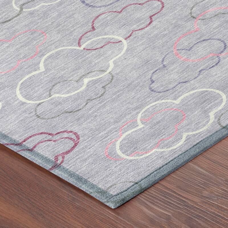 Machine Washable Indoor/ Outdoor Modern Clouds Chantille Rug