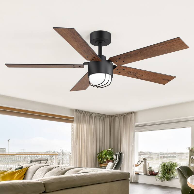 52" Reversible 5-Blade Modern LED Ceiling Fan with Light and Remote