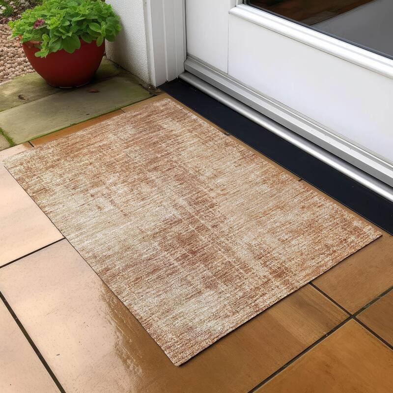 Machine Washable Indoor/ Outdoor Chantille Abstract Ombre Rug - Terracotta - 1'8" x 2'6"