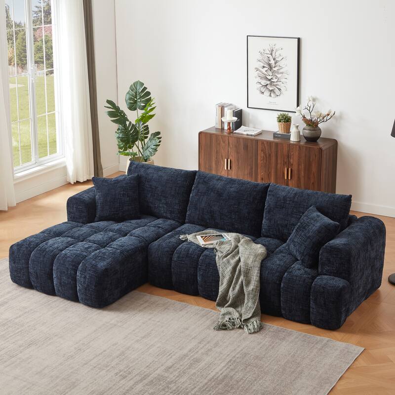 Chenille L-Shape Luxury Sectional Oversized Sofa,Mnimalist Design,Comfy Sleeper Couch