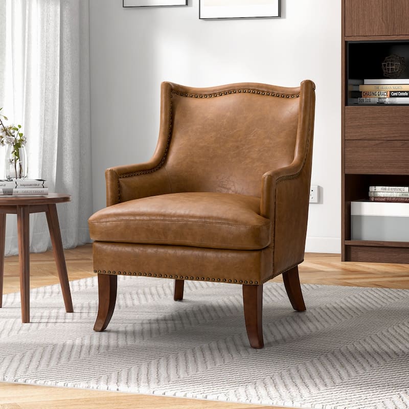 Konrad Comfy Living Room Vegan Leather Armchair by HULALA HOME