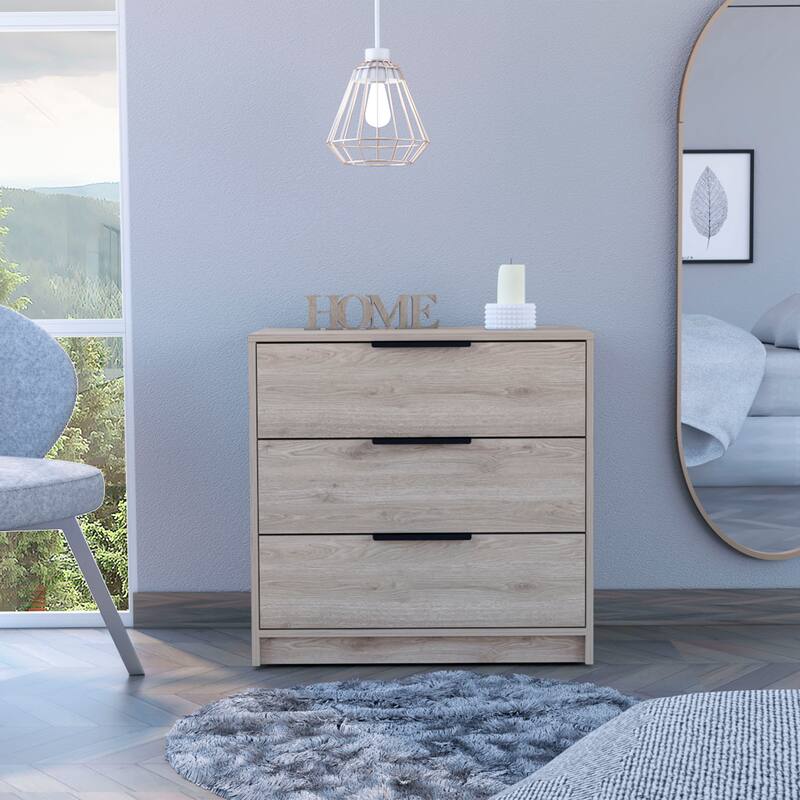 Cannon 3-Drawer Rectangle Dresser - Light Gray