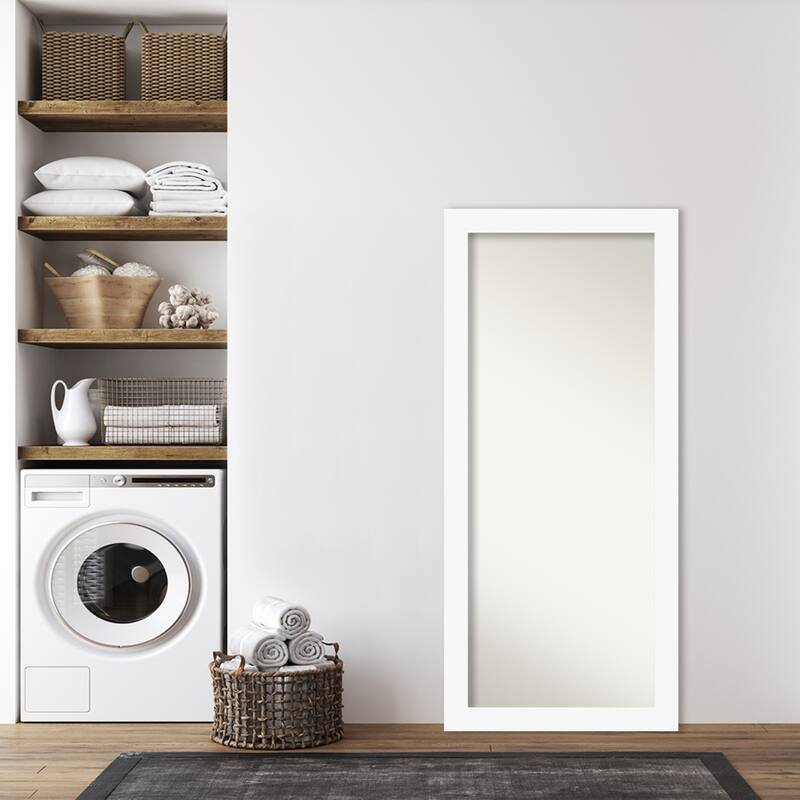 Basic Non-Beveled Wood Framed Full-Length Floor Leaner Mirror - Glass Size 24x60