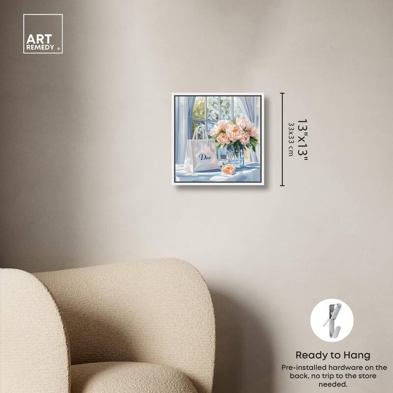 Bag and Peonies Canvas by Art Remedy