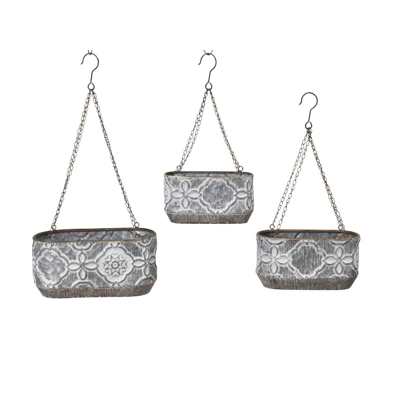 Hanging Galvanized Nesting Metal Hang Planters Set of 3