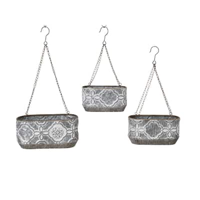 Hanging Galvanized Nesting Metal Hang Planters Set of 3