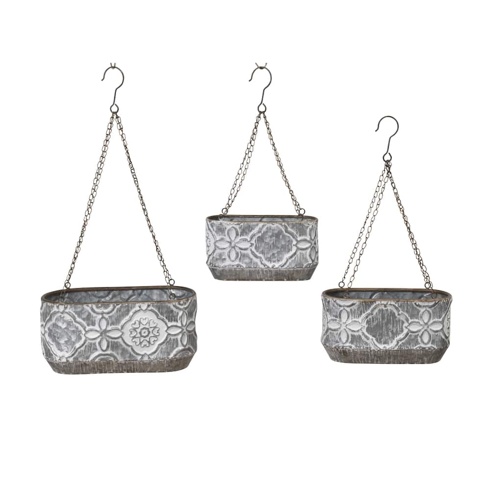 Hanging Galvanized Nesting Metal Hang Planters Set of 3