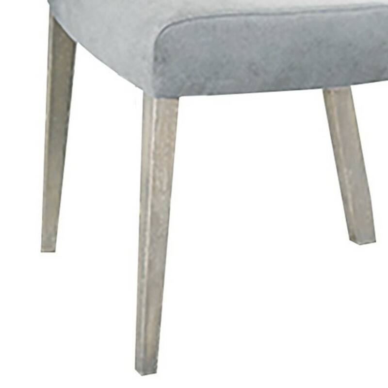 Romy Dining Chair with Open Back, Natural Wood Grain, Gray Fabric