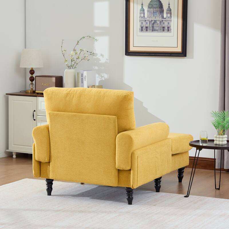 Modern Minimalist Chenille Fabric Chaise Lounge Recliner Single Sofa