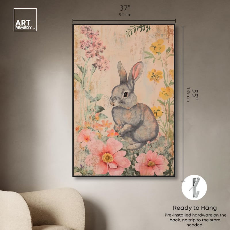 Floral Bunny Canvas by Art Remedy