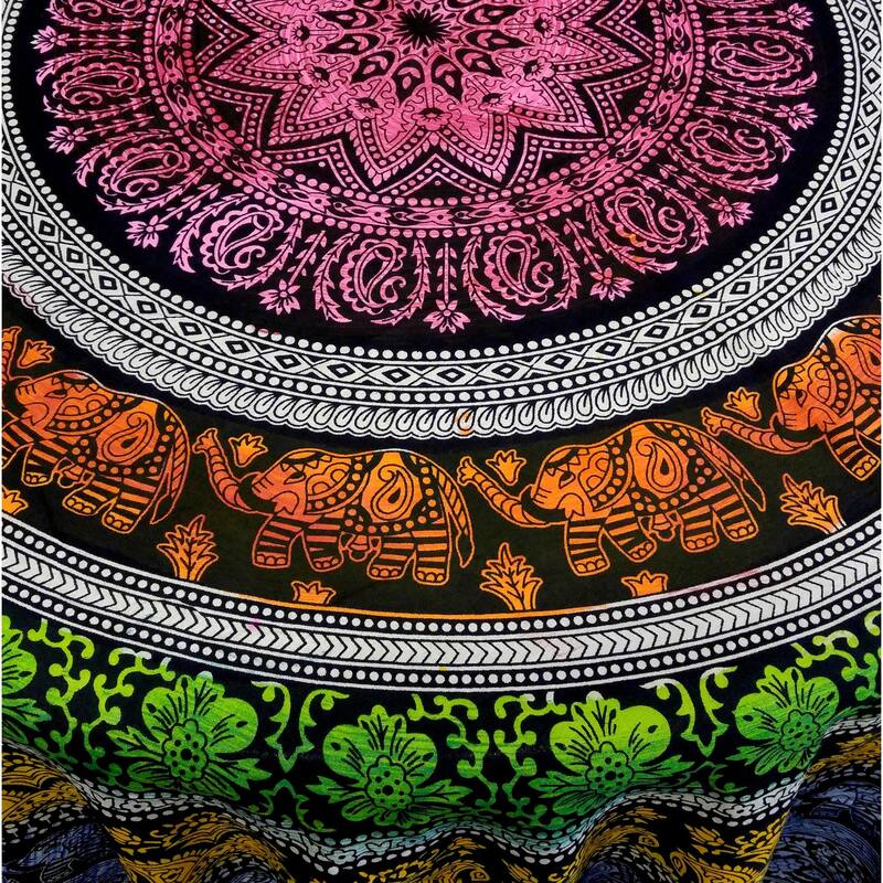 Cotton Flamboyant Elephant Floral Round Tablecloth Collection