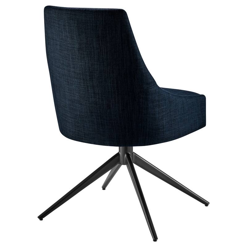 Signa Swivel Side Chair in Blue Fabric with Black Steel Base - Set of 1