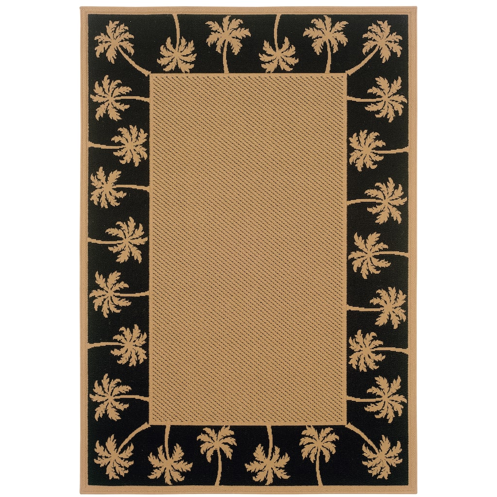 Irving Beige Black Border Outdoor Casual Area Rug