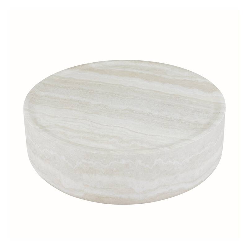 31.49" Sturdy Fiberglass Round Coffee Table with Large Storage