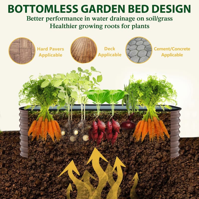 VEIKOUS 24''H Galvanized Raised Garden Bed, Durable Outdoor Planter Box with Rust-Resistant Steel