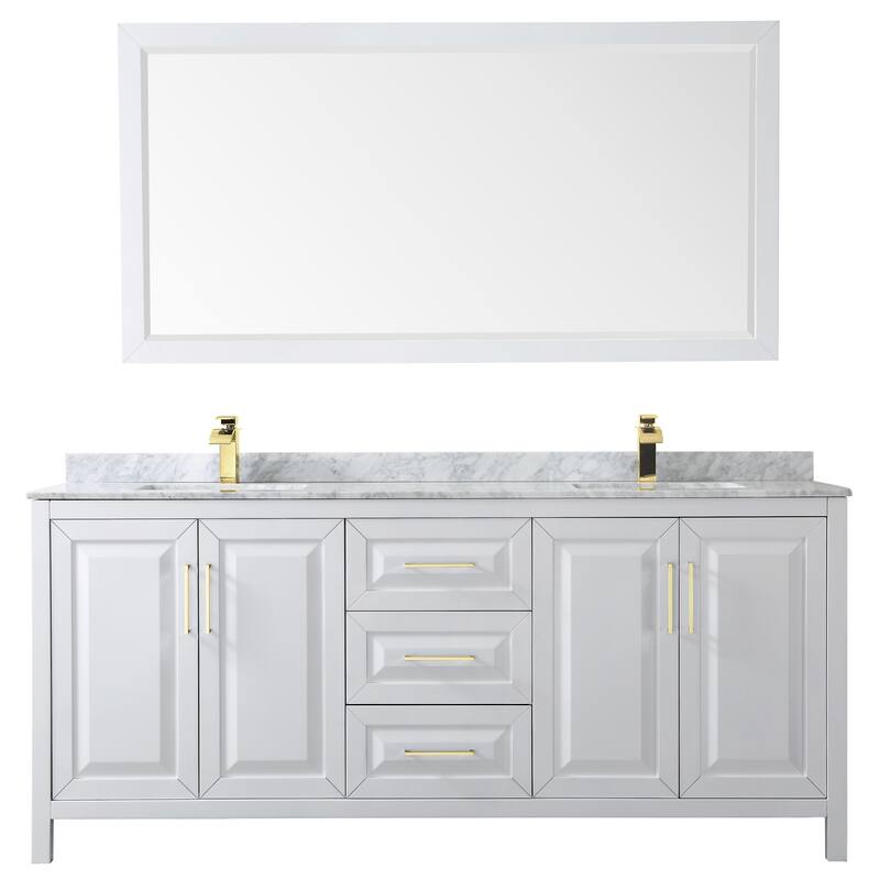 Daria 80-inch Double Vanity, Marble Top, 70-inch Mirror