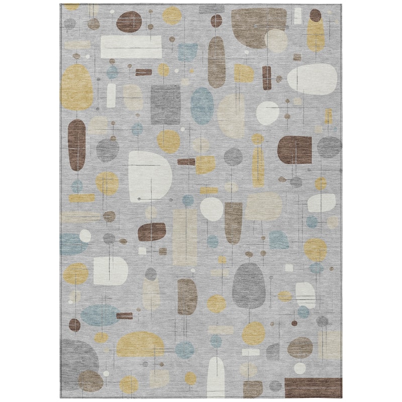 Machine Washable Indoor/ Outdoor Contemporary Fun Chantille Rug