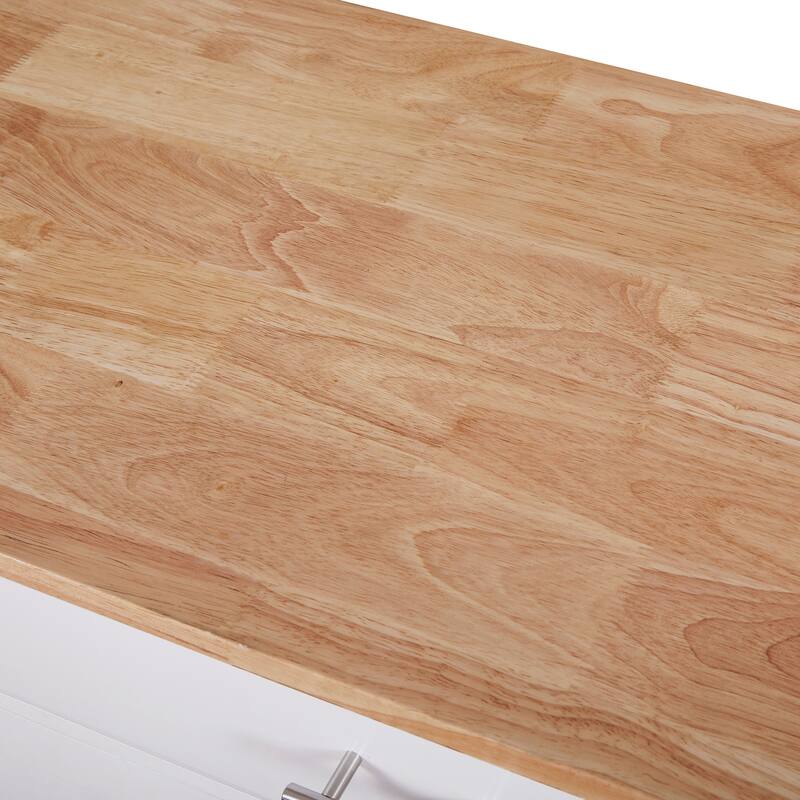 Rolling Kitchen Island Cart with Storage, Adjustable Shelf & Towel Rack, Drawer, Kitchen Cart with Rubber Wood Top
