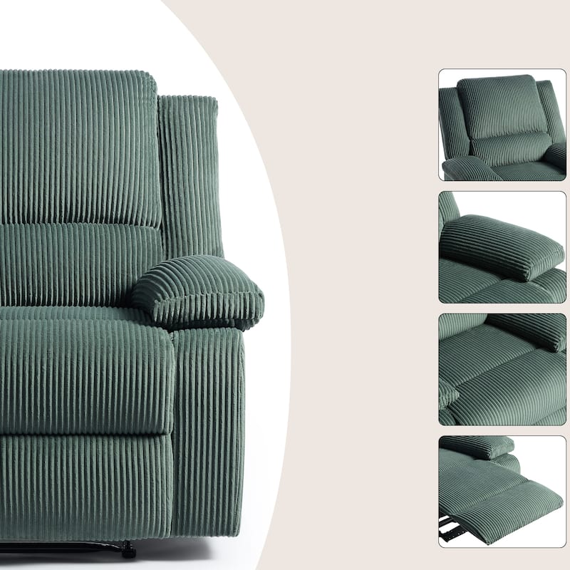 Corduroy Manual Recliner Glider Club Chair with Footrest
