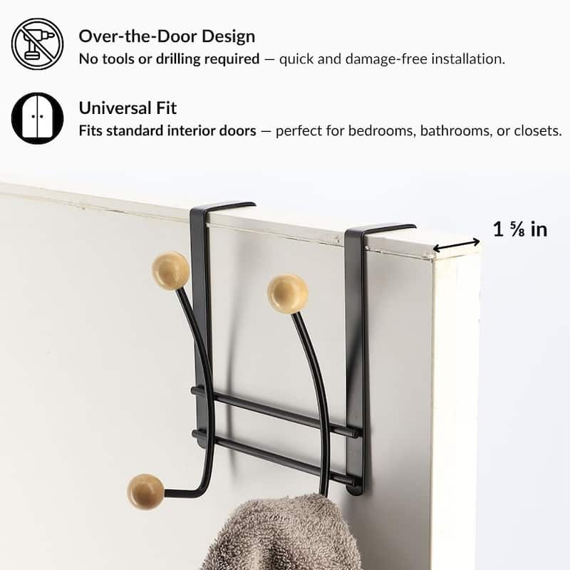 Over The Door Hook Rack with 4 Ball Ends