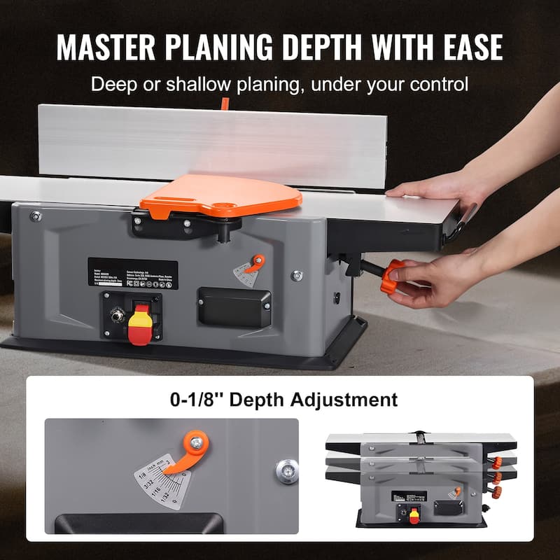 UIMOSO Benchtop Spiral Jointer, 8-Inch, 2HP with 10000 RPM, Featuring an 18-Blade Spiral Cutterhead, Extendable Arm to 6.5''