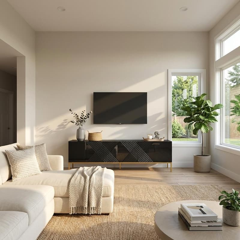 Meble Furniture Exito 01 TV Stand for up to 80" TVs - 74.8"W x 20.3"H x 14.5"D - High Gloss Modern Entertainment Center