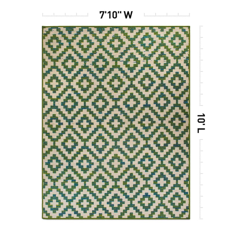 Contemporary Geometric Trellis Indoor/Outdoor Area Rug