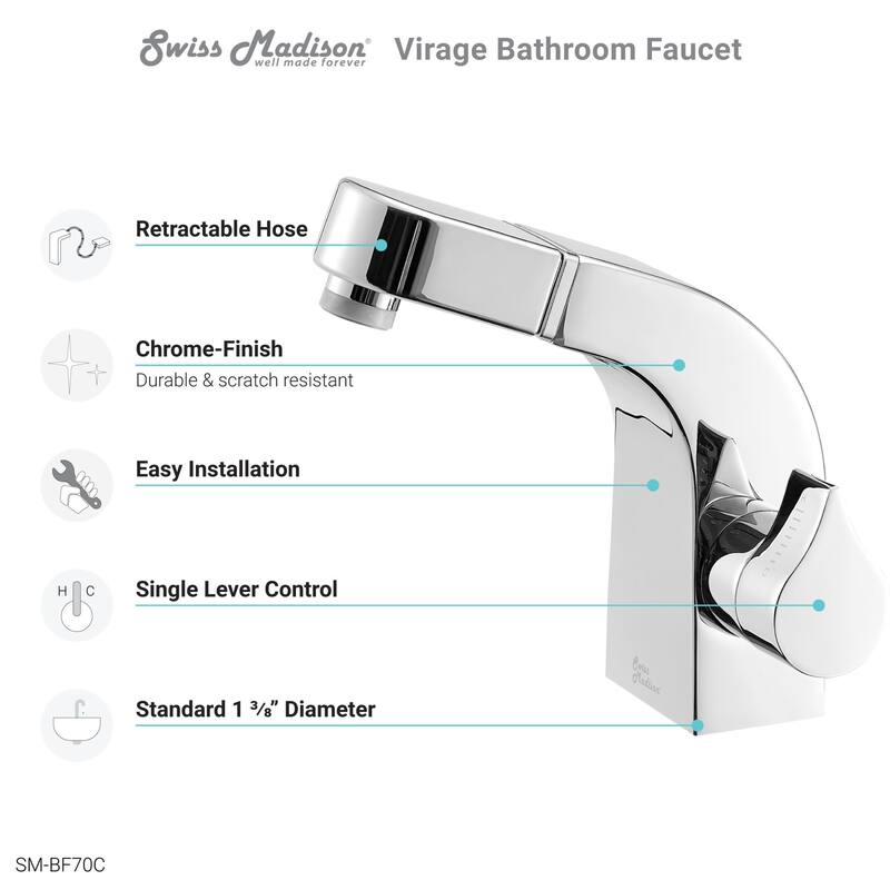 Swiss Madison SM-BF70 Virage 1.2 GPM Single Hole Bathroom Faucet