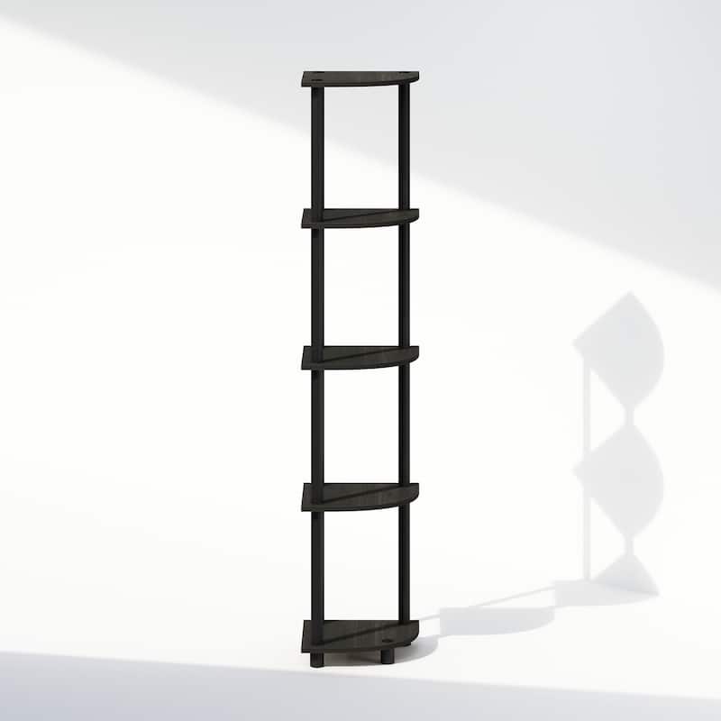 5 Tiers Wood Household Shelving Unit in Espresso/Black (11.6 in. W x 57.7 in. H x 11.6 in. D)