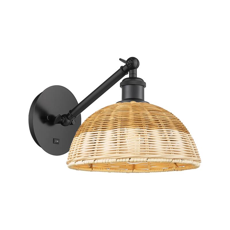 Innovations Lighting Endless Possibilities Ballston - Bristol Natural II - 1 Light 9" Adjustable Sconce - Arm Adjusts Up & Down - Matte Black/Natural