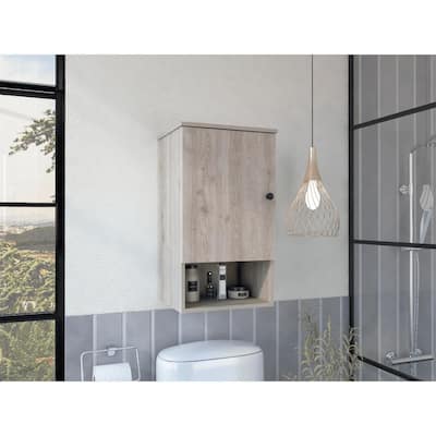 Light Grey 1-Door Medicine Cabinet with Soft Close, 3 Shelves for Bathroom Storage Organization
