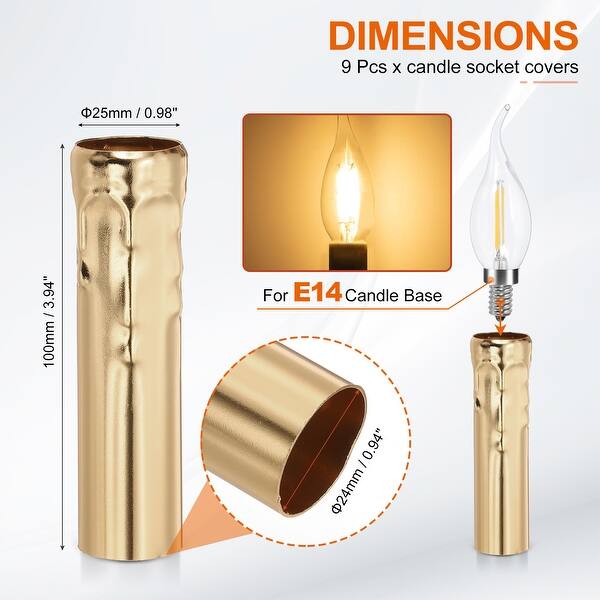 dimension image slide 35 of 39, Candle Covers Sleeves, Socket Sleeves for Candelabra Base Bulbs