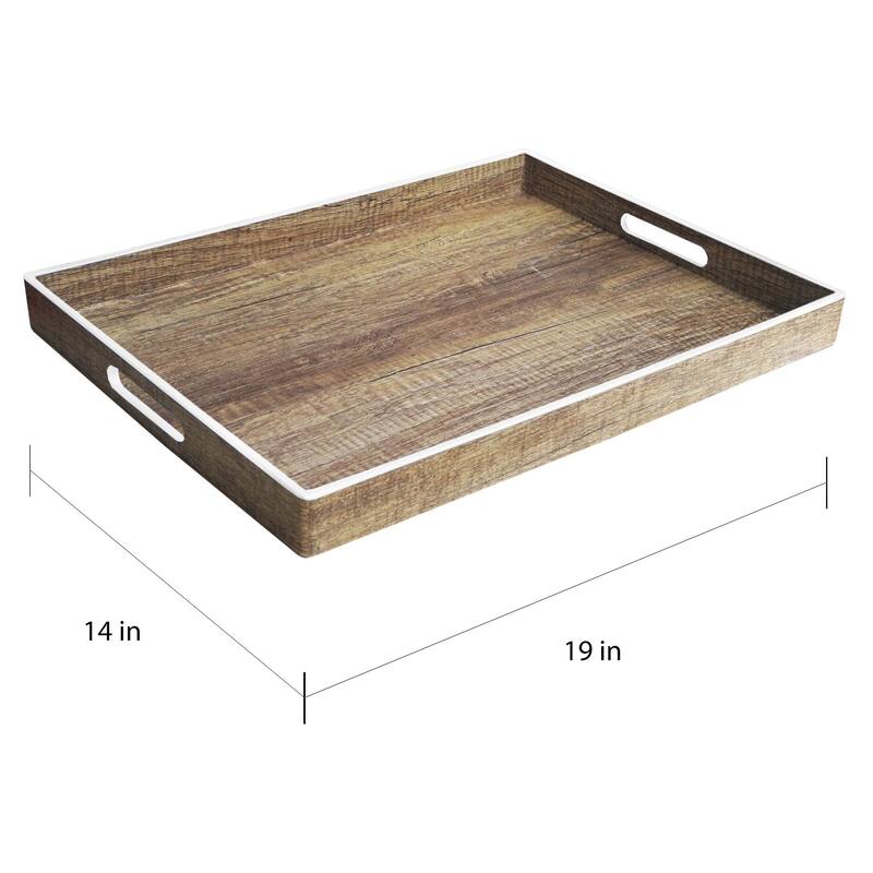 Accents by Jay White and Black Polypropylene Poplar-finish Tray with Rim