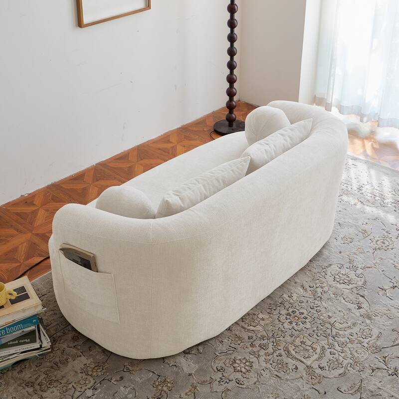 Modern Memory Foam Loveseat with 4 Pillows Chenille Fabric and High-Resilience Sponge, for Living Room, Bedroom, Apartment