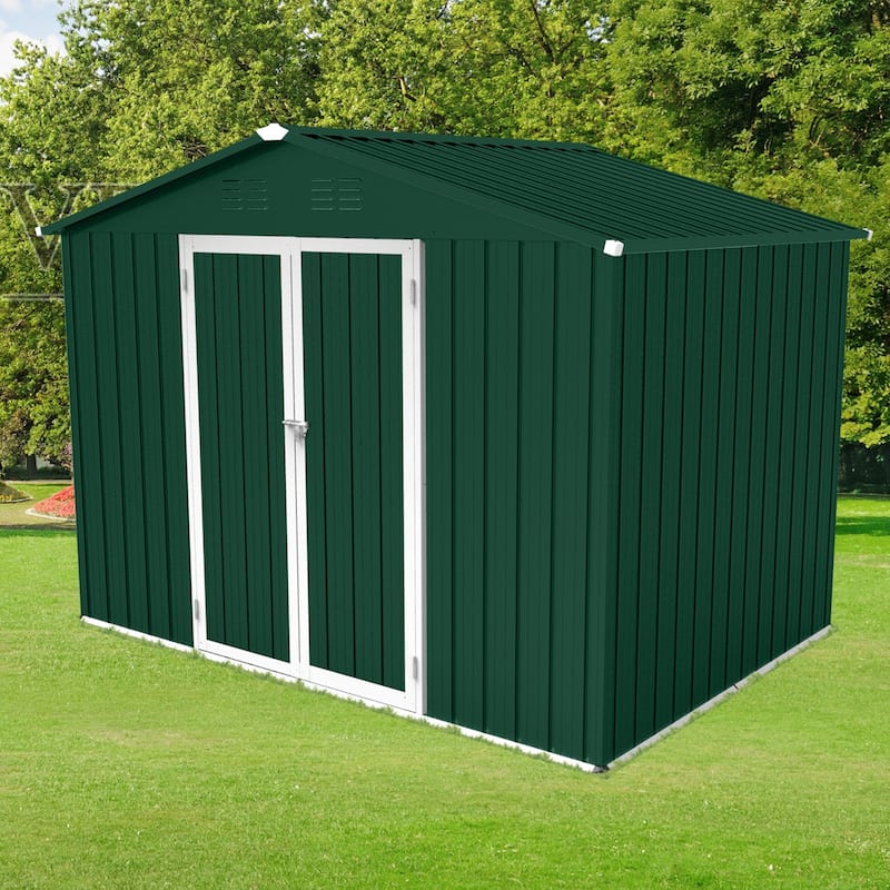 GDFStudio - Nolan Compact 6x8 FT Metal Garden Shed with Hinged Door and Apex Roof