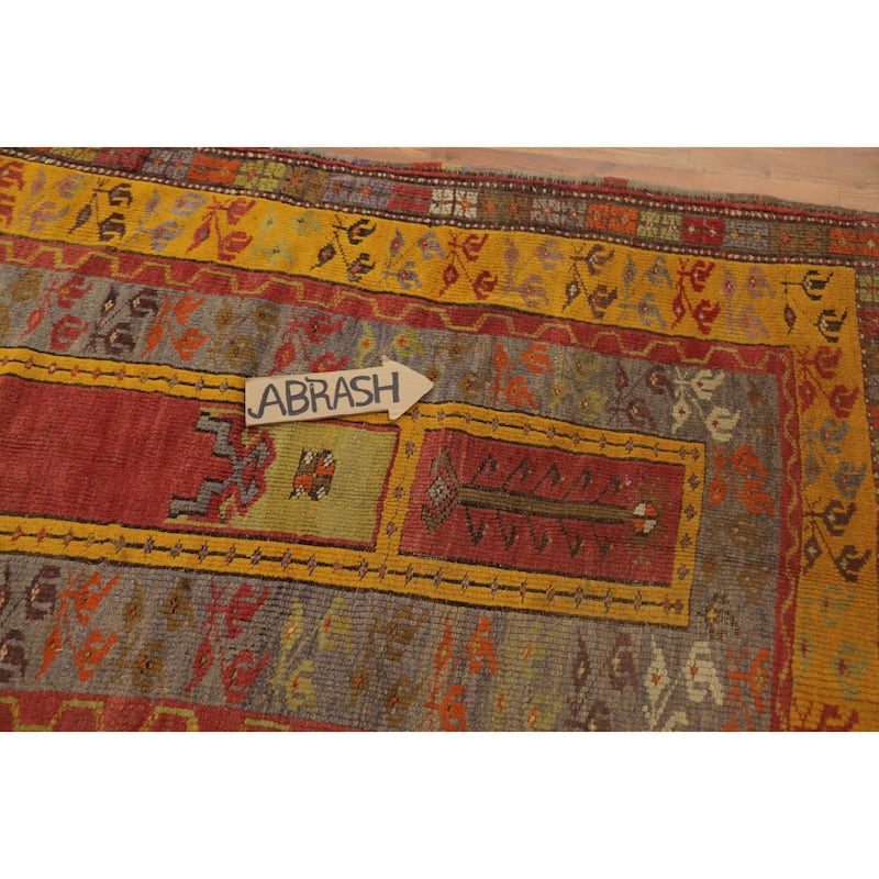 Hand Knotted Oriental 100% Wool Carpet Transitional Tribal Oranges & Rust Anatolian Area Rug - 5' 2'' X 3' 8''