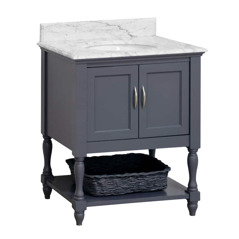 KitchenBathCollection Beverly 30" BathroomVanity w/ Carrara Marble Top
