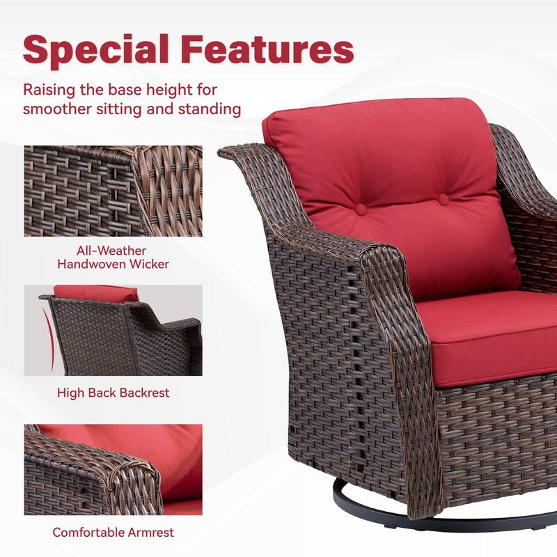 Pocassy 3-Piece Patio Swivel Chair with Side Table