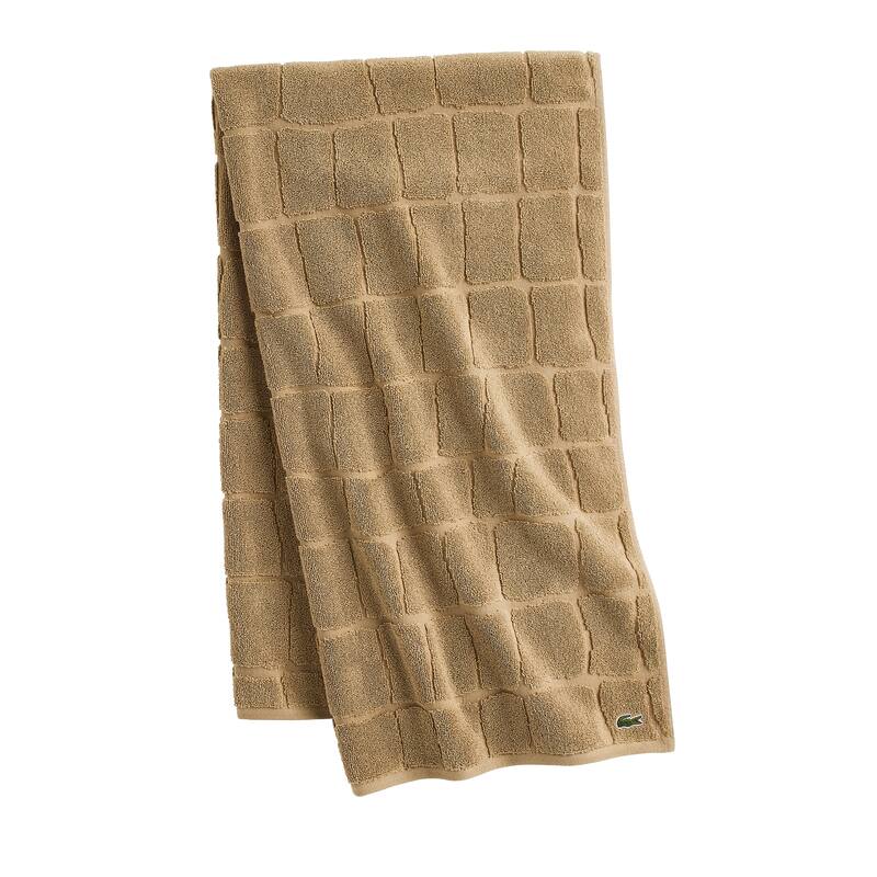 Lacoste Croc Scale Cotton Bath Towel, Hand Towel, and Washcloth - Bath Towel - Sand
