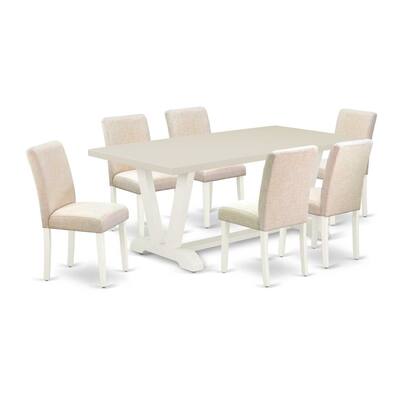 Retro Dining Set - 7 Piece Table & Chair Set - Solid Wood Parsons Chairs - Modern Kitchen Table - 72