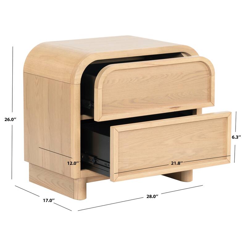 SAFAVIEH Couture Dinah 2 Drawer Wood Nightstand