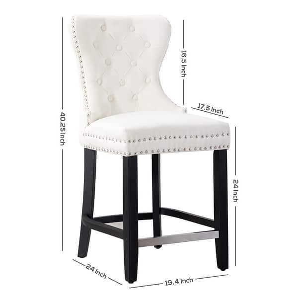 Carter 24" Wingback Tufted Nailhead Counter Stool (Set of 2)