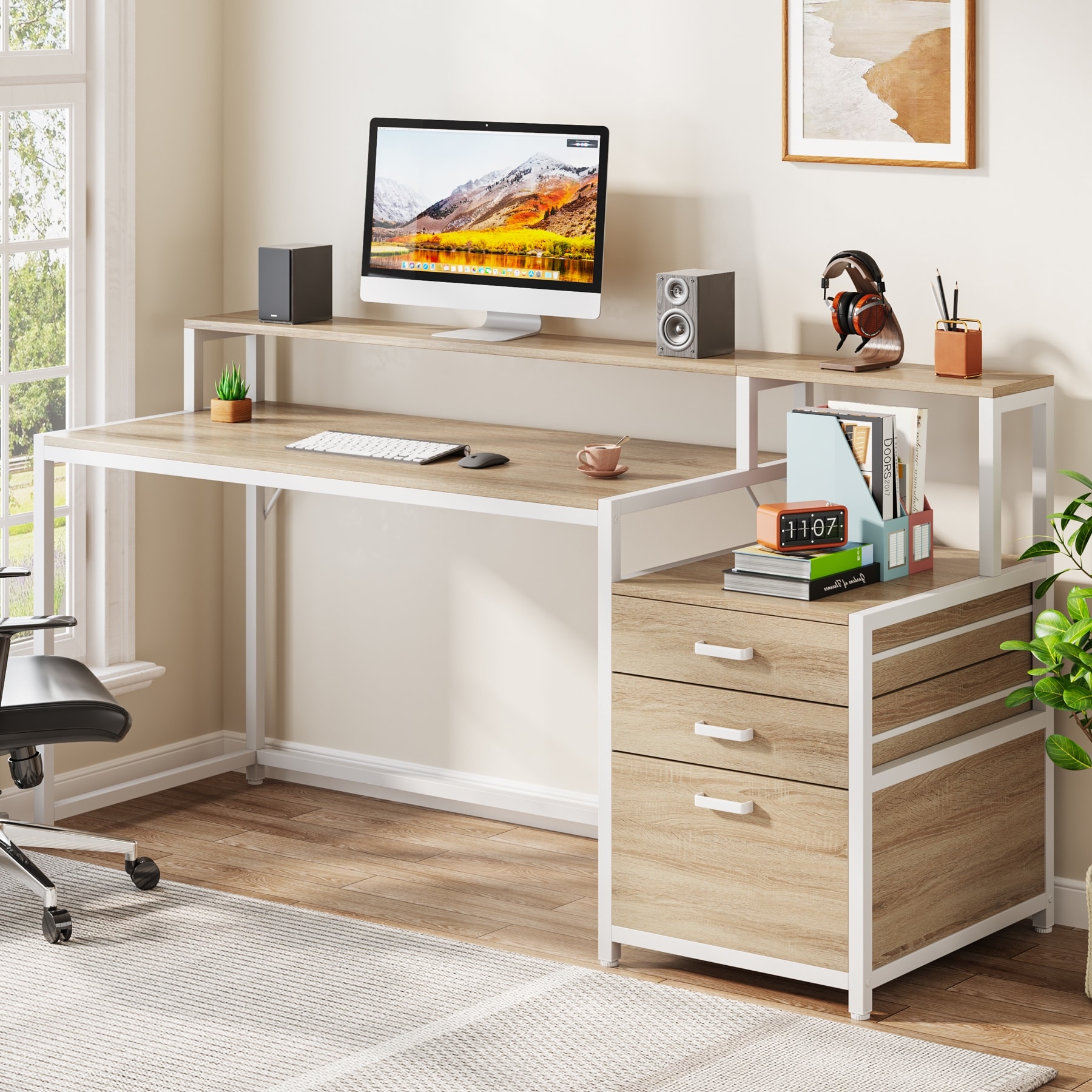 office desk with computer