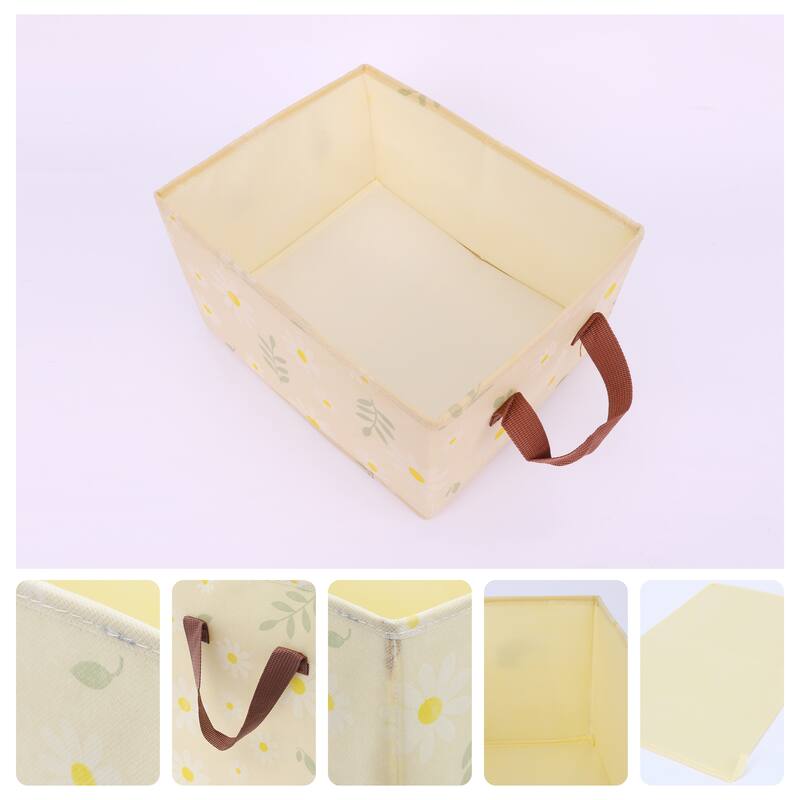 Chrysanthemum Storage Cube with Handles, Collapsible Fabric Storage Bins for Shelves Closet, 1 Pack Storage Basket for Clothes - Yellow - 12*10*7in