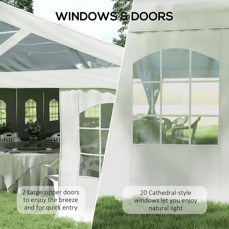 Outsunny 19.5' x 39' Party Tent, Heavy Duty Outdoor Canopy Tent Shelter with Removable Sidewalls, 2 Doors and 20 Windows