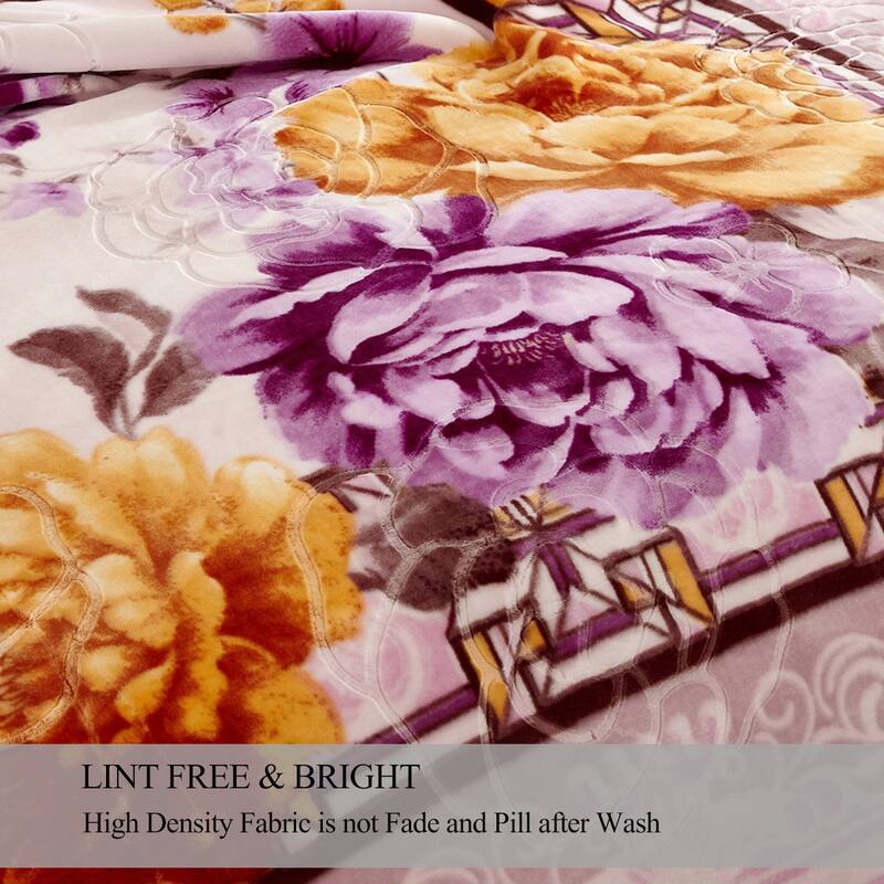 Korean-style 2-ply Printed Pattern Plush Mink Fleece Blanket