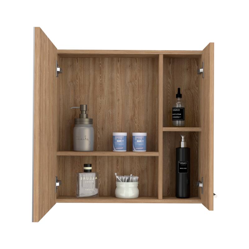 Medicine Cabinet with Four Internal Shelves and Double Doors- Space-Saving Wall-Mounted